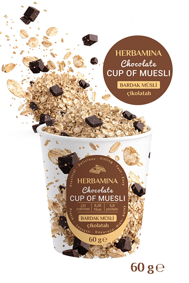Herbamina Bardak Müsli Çikolatalı - 60 gr