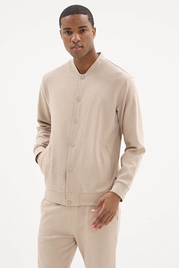 95% Cotton New Season Men's Stylish Design Snap Fastener Tracksuit Set