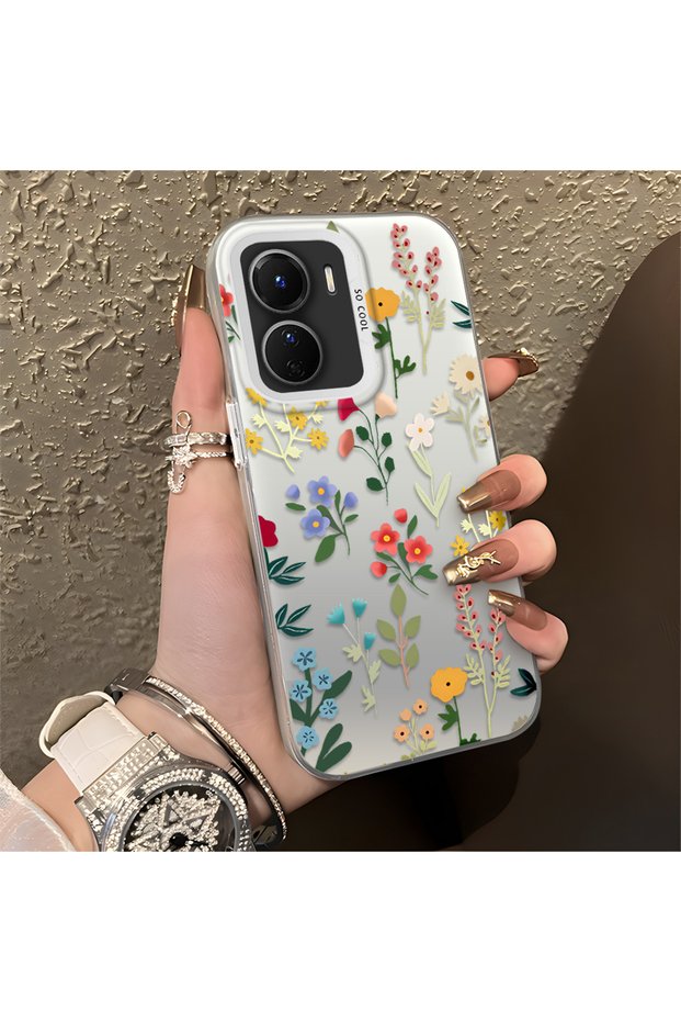 Vivo Y16/Y02S/Y56 Compatible Stylish Floral Scratch Protection Phone Case