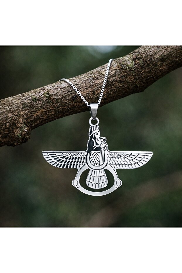 Stainless Steel Faravahar Symbol Ahura Mazda Pendant