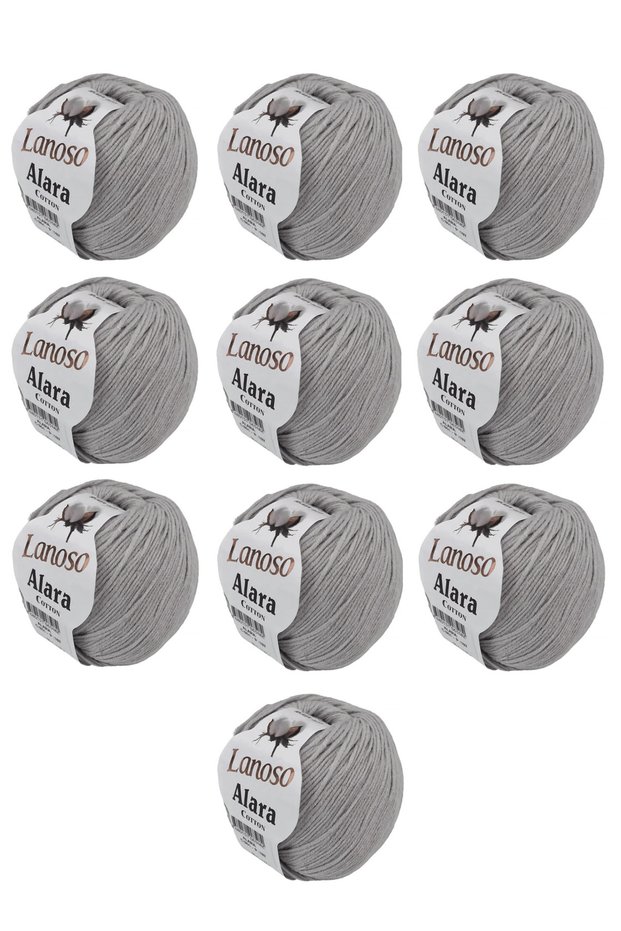 Alara Cotton Yarn 10-Pack 50 Gr 140 m Cotton and Acrylic (951) Amigurumi and Knitting Yarn