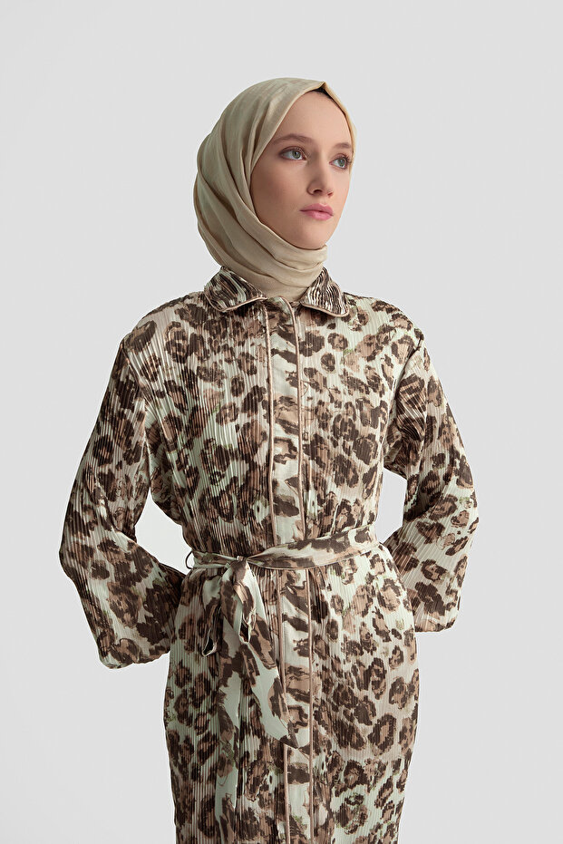 Leopard Patterned Dress Camel - 2