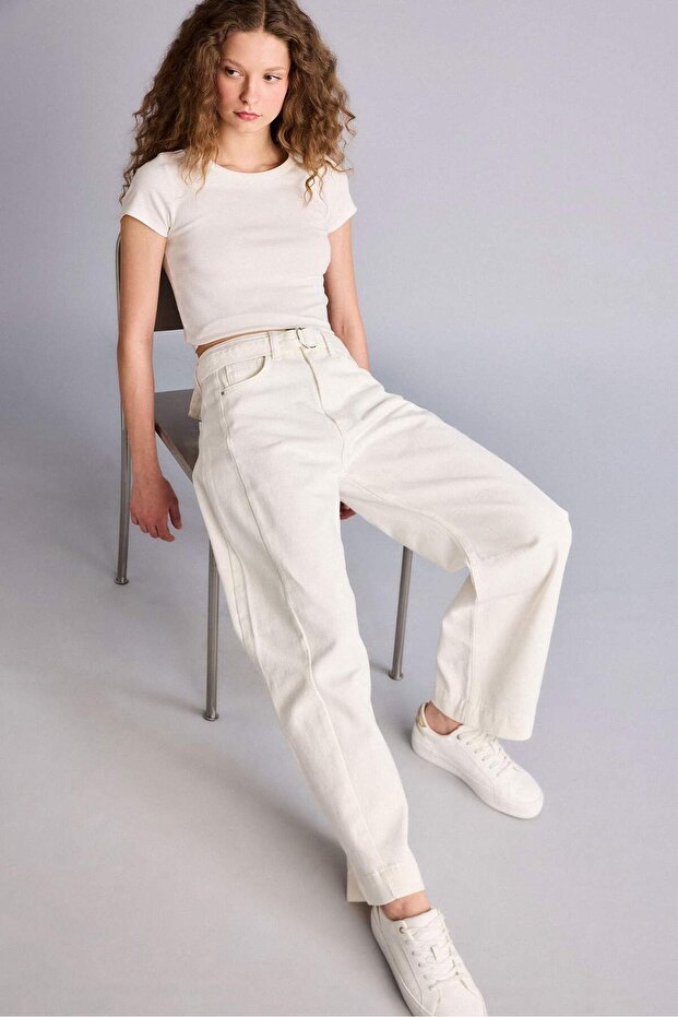 Barrel Fit High Waist Ankle-Tapered Loose Leg Jean Pants H1645Ax26Sm
