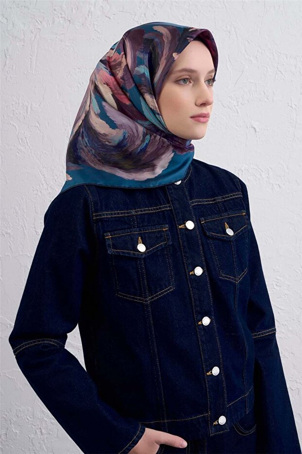 Silk Scarf 2026 Winter - 9423-35 Oil Blue Sura