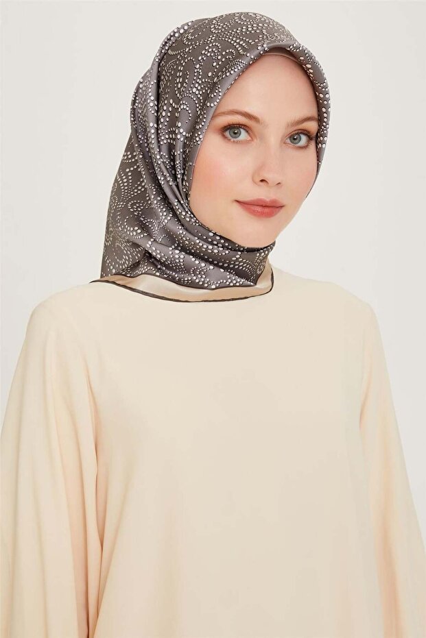 Silk Scarf 2025 Winter - 9246-33 Gray Beige Twill