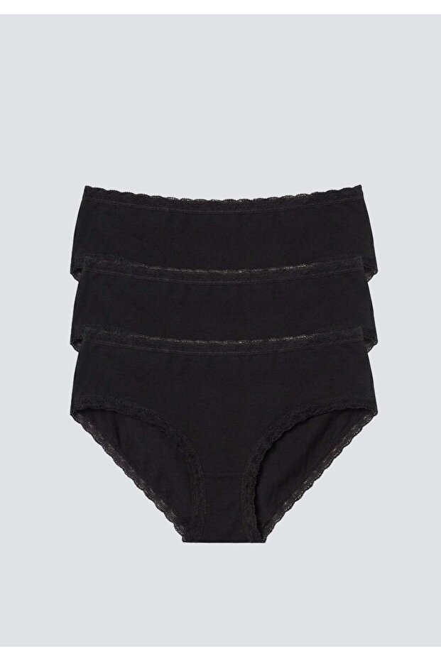 Women's Triple Cotton Hipster Panties 4378 Black Color