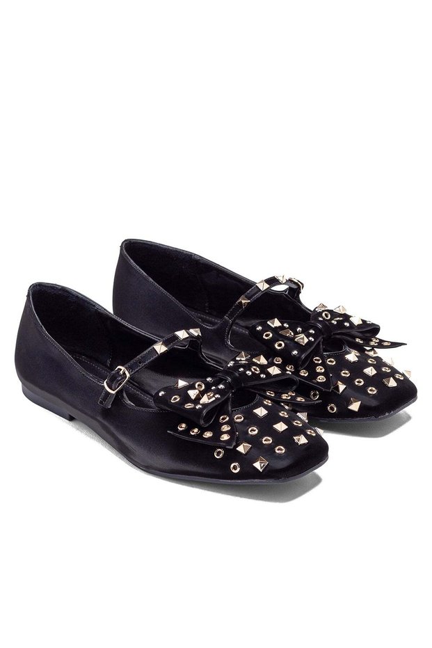 Women's Blunt Toe Trok Detailed Buckle Casual Non-Slip Sole Ballerina Shoes 19130