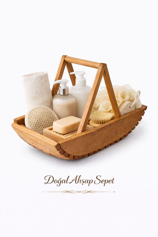 Multi-Purpose Wooden Basket – Baby 40 Uçurma, Bathroom & Kitchen Organizer Natural Wood Premium Design