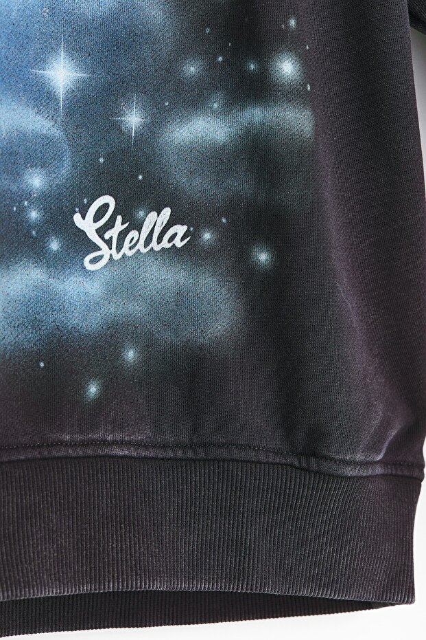 Pamuklu Kapüşonlu Baskılı Üst - 2