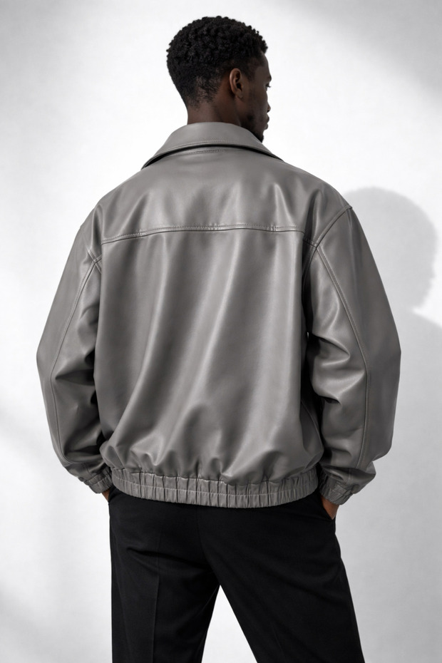 erkek oversize deri ceket - 4