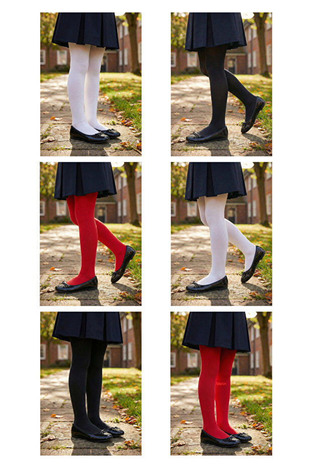 Pink Bunny Plain Patterned Pantyhose - 3-Piece Assorted Pack-1 (White-Red-Black)