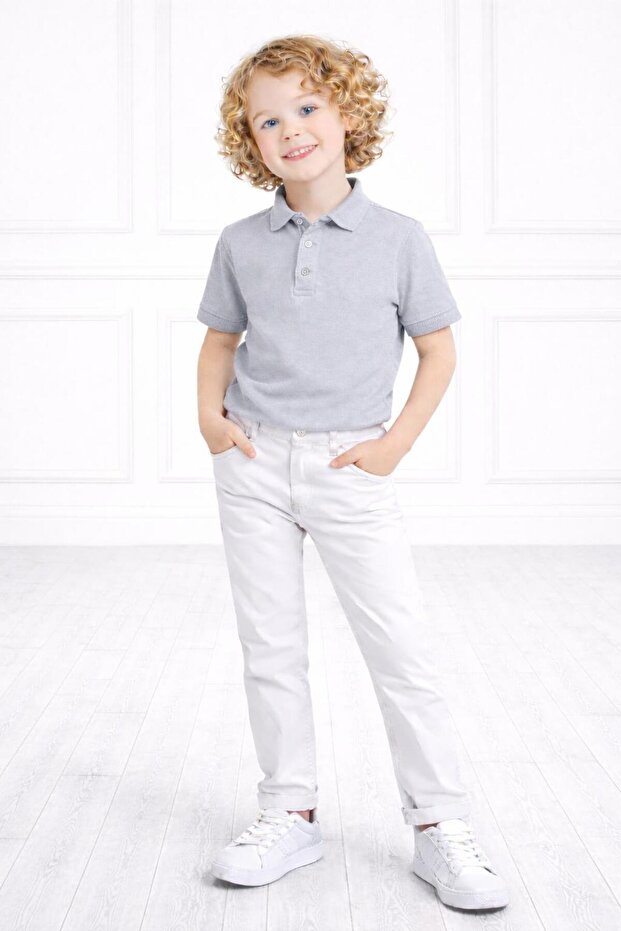 Boy's Suit Polo Collar T-Shirt White Pants