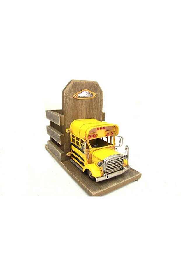 Decorative Metal Car School Bus Pen Holder C0790