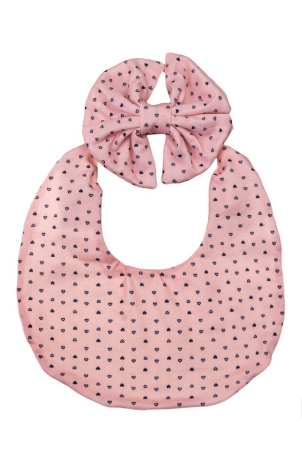 - Luna Ribbon Headband & Baby Bib Set - Polka Dot Pink