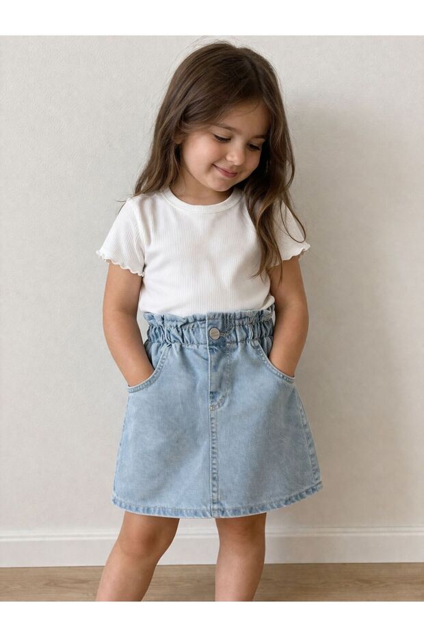 Girl's Waist Elasticated Denim Skirt 2-6 Years Old
