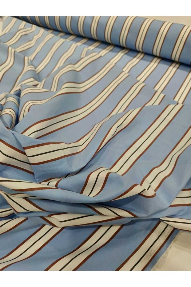 150 cm Organic Cotton Fabric Suitable for Making Blue and White Striped Shirt Dress Tunic Pants