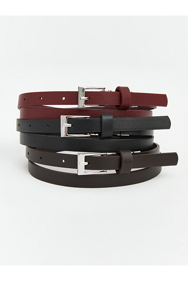 Özmarka New Season Leather Look Women's Belt 3-Piece Set