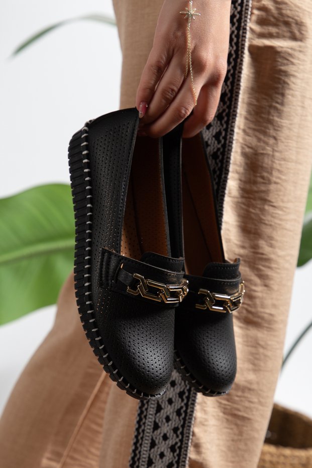 Women's Stylish, Comfortable, Lightweight, Daily Orthopedic Ballerinas with Stitched Sole and Buckle Detail