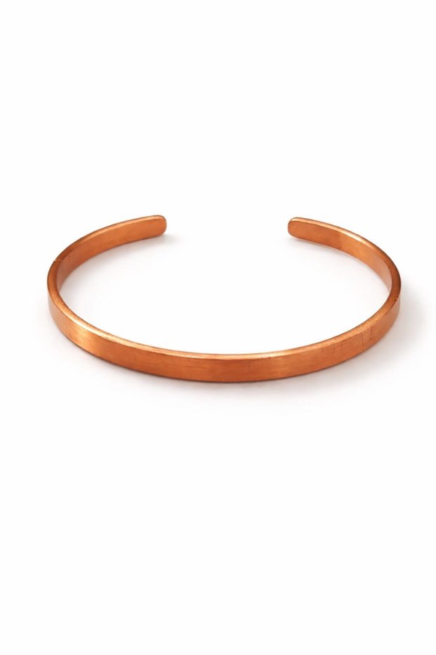 Handmade Unisex Copper Bracelet with Ayetel Kürsi Written Inside, Simple Daily Design