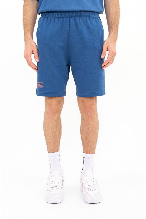 Unisex Örme Marin Mavi Şort - 1