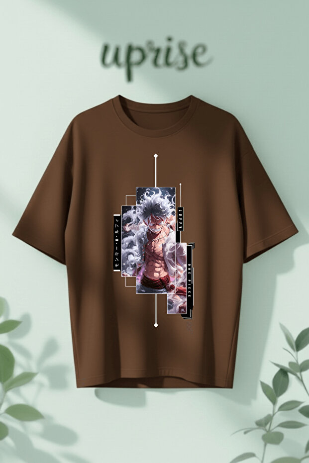 تي شيرت قطني كبير الحجم مطبوع عليه One Piece Monkey D Luffy Gear 5