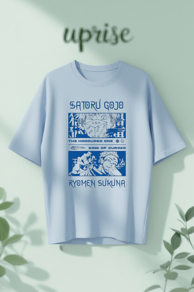 Satoru Gojo Vs Ryomen Sukuna Jujutsu Kaisen Printed Cotton Oversize T-Shirt