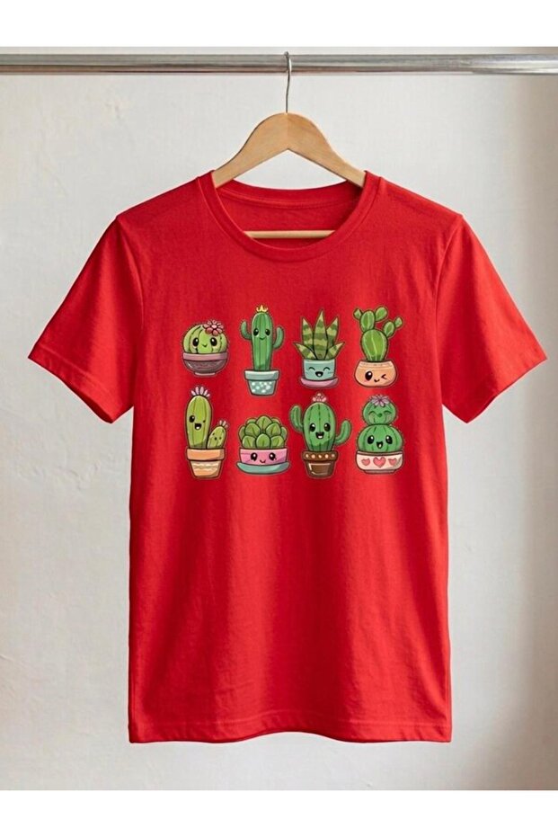 Women's Oversize Cute Cactus Printed Compact T-Shirt