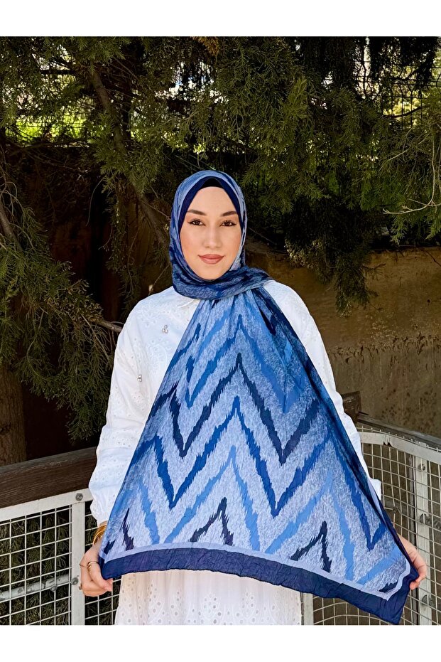 شال من الخيزران بنمط متعرج من مينيليسارب - غير قابل للانزلاق، خفيف الوزن وأنيق للاستخدام اليومي بلون أزرق