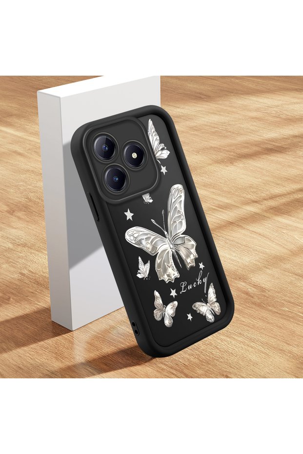 Realme C61 Compatible Butterfly Pattern Camera Protected Slim Soft Silicone Phone Case