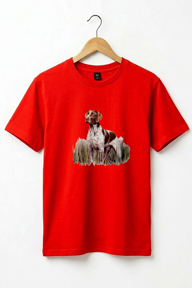 Outdoor Hunting Pointer Dog Printed 100% Cotton Basic Regular Fit T-Shirt