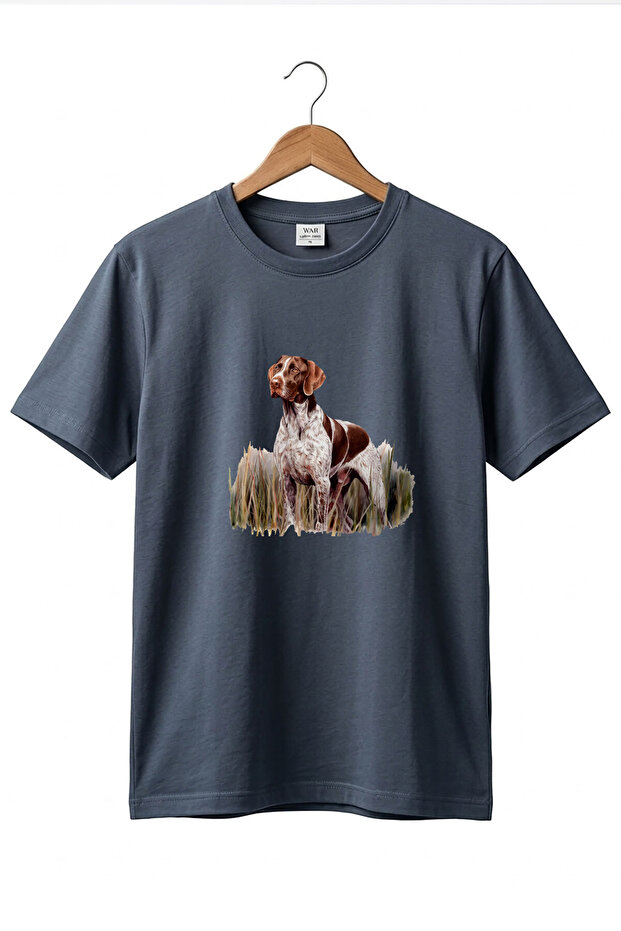 تي شيرت Outdoor Hunting Pointer Dog مطبوع 100% قطن بقصة عادية أساسية