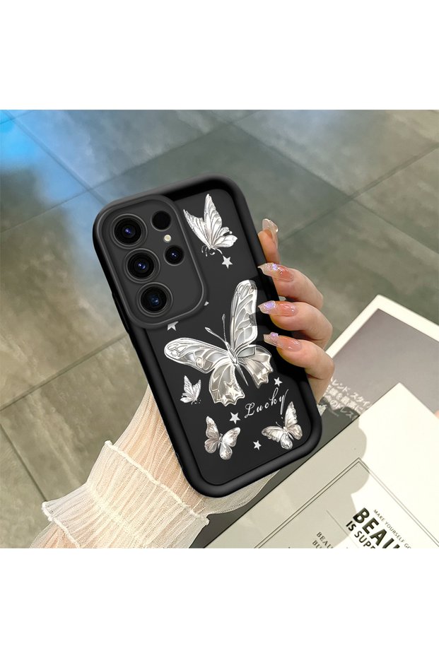 Samsung Galaxy S23 Ultra Compatible Butterfly Pattern Camera Protected Slim Soft Silicone Phone Case