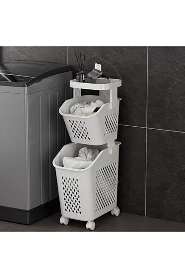 Modern 2 Layers Storage Organizer with Wheels And Storage Table