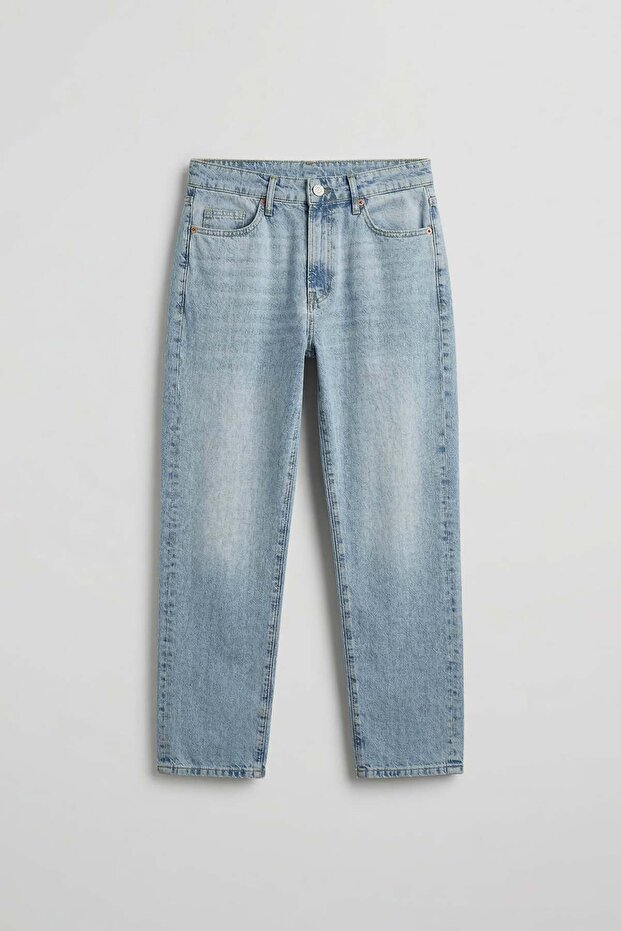 Men's Boyfriend Basic Cotton Jean Trousers Light Blue