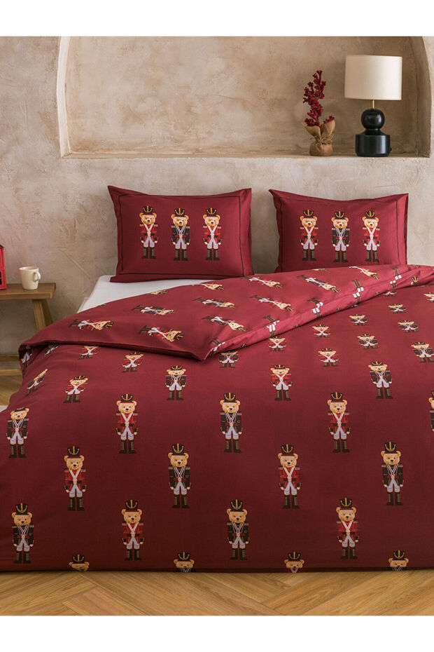 Mixed Bear Teddy Printed Cotton Double Duvet Cover Set