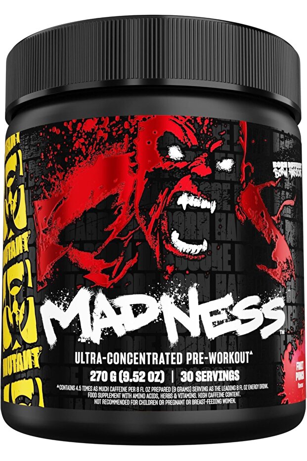 MADNESS - Pre-Workout Powder for High-Intensity Workouts 270G/30 SERVE FRUIT PUNCH