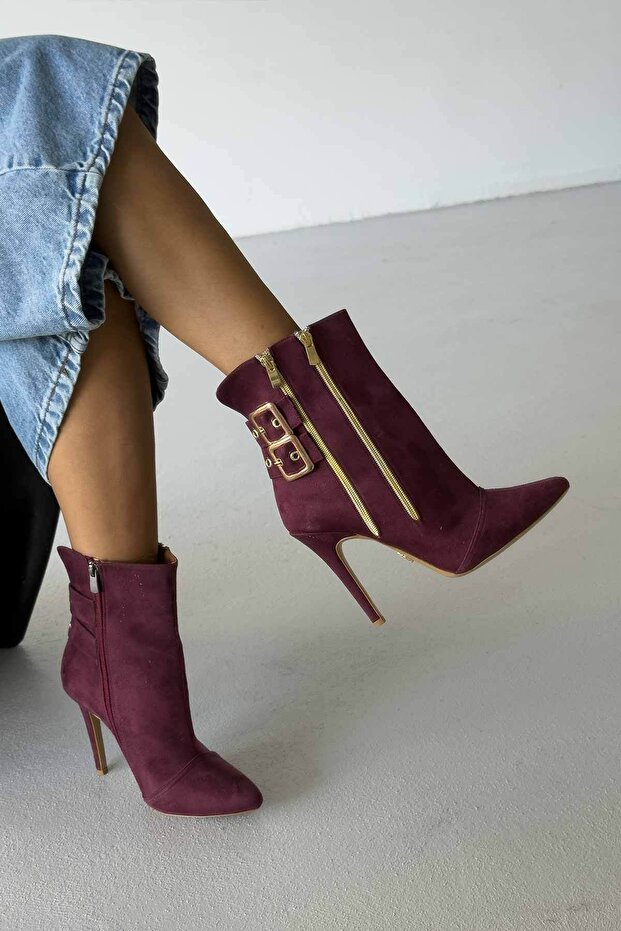 Oasis Buckle Detailed Bordo Suede