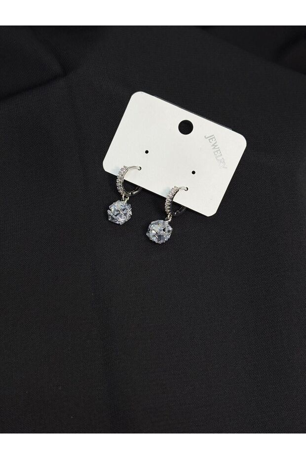 Jewelry Steel Silver Color Stone Earrings