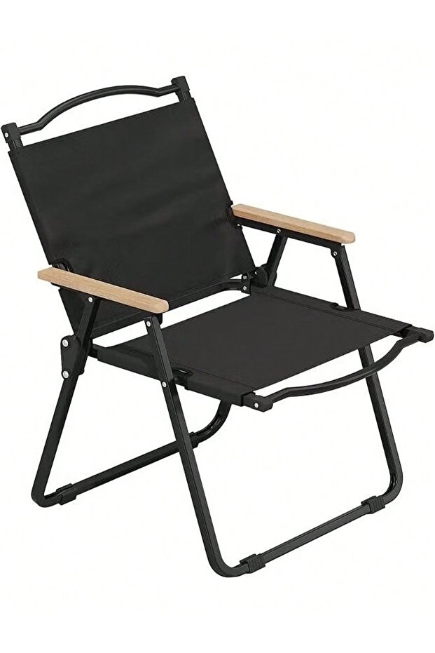 Premium Portable Folding Camping Chair Wooden Armrests Outdoor Comfortable Chair for Beach Camping