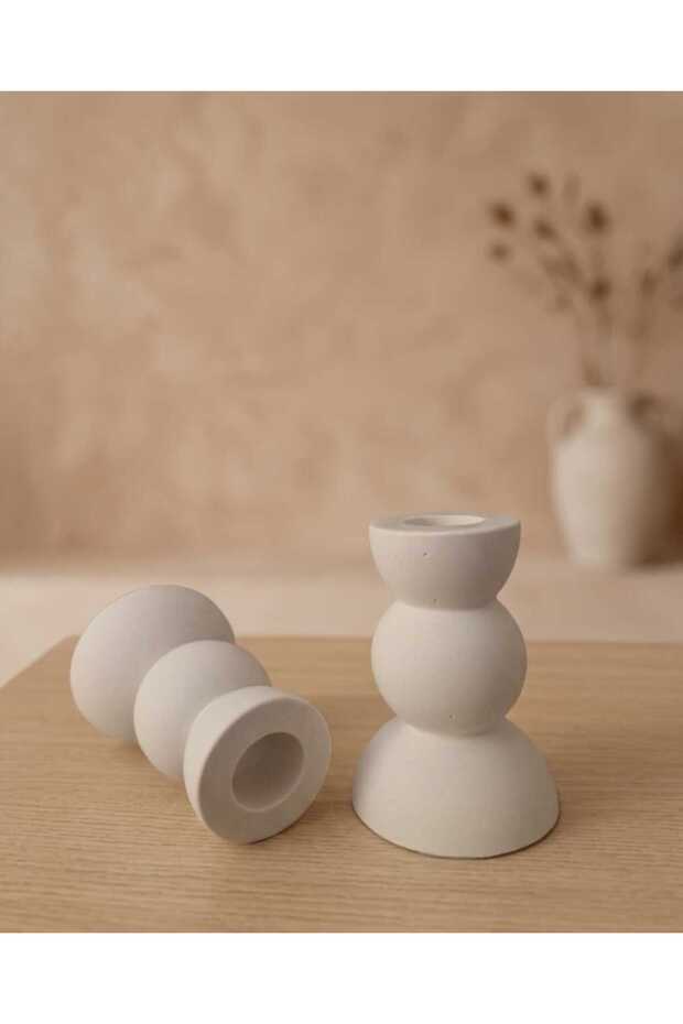 Pinterest Model Beyaz Şamdanlık 2' Li