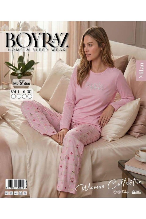 Boyraz Milan Women's Long Sleeve Pajama Set - Comfortable Fit Seasonal