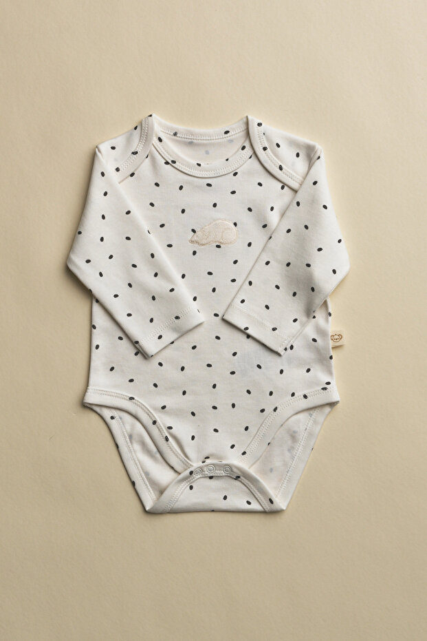 Embroidered Long Sleeve Snap Fastener Baby Bodysuit