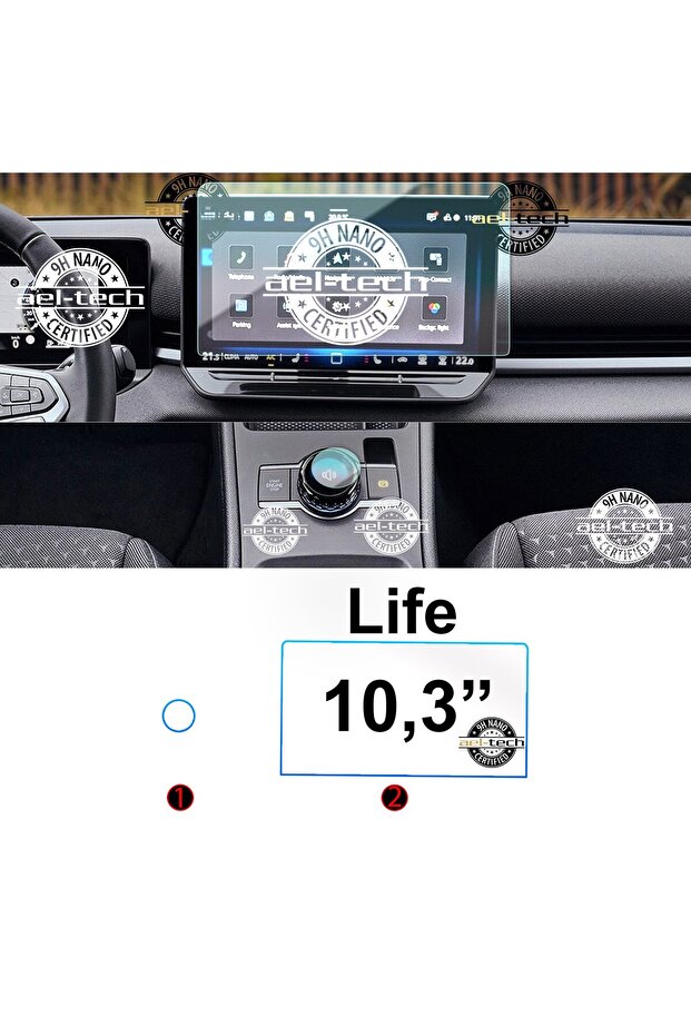 Volkswagen T-Roc Life Compatible 10.3 Inch Navigation and Home Button 9H Nano Screen Protector Set of 2 2026-2