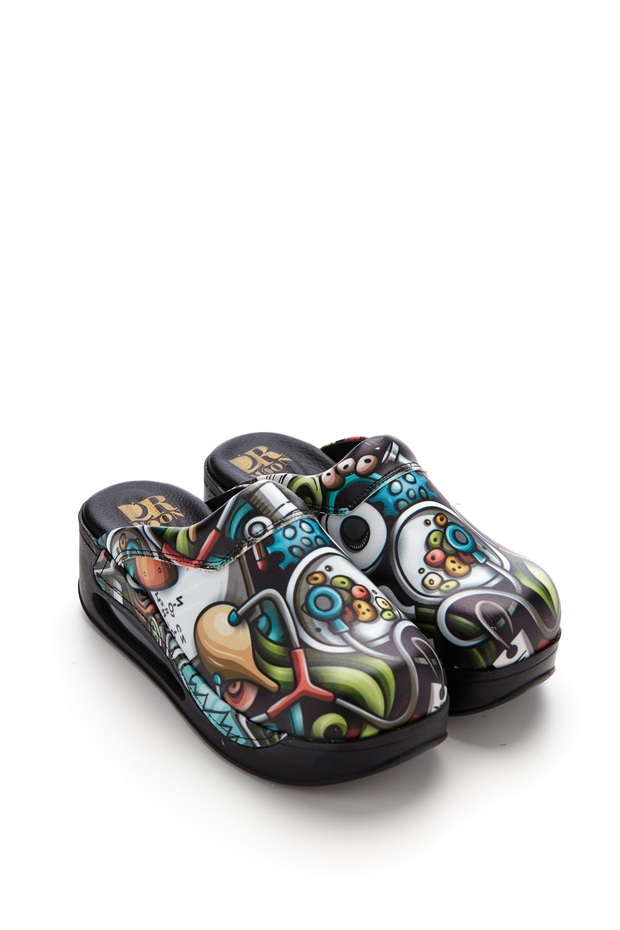 Patterned Leather Sabo Slippers Orthopedic Hospital Doctor Nurse Chef Slippers