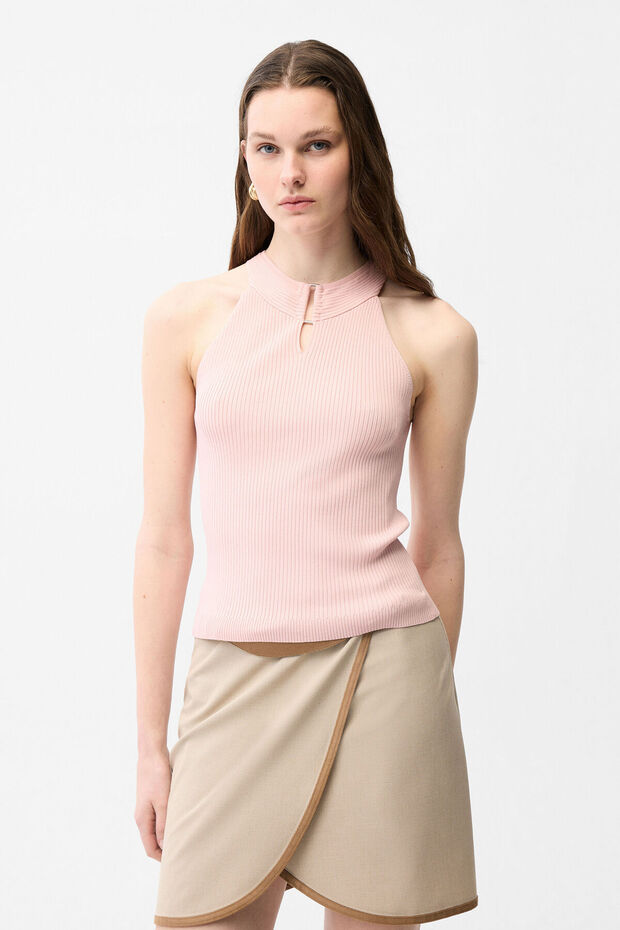 Halter Yaka Triko Bluz - 1