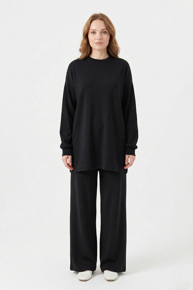 Knitted Modal Trousers Suit 19590 Black