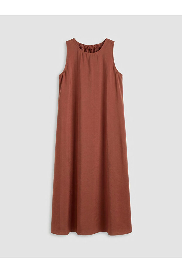 Orange crew neck modal blend dress from güli̇s gi̇yi̇m