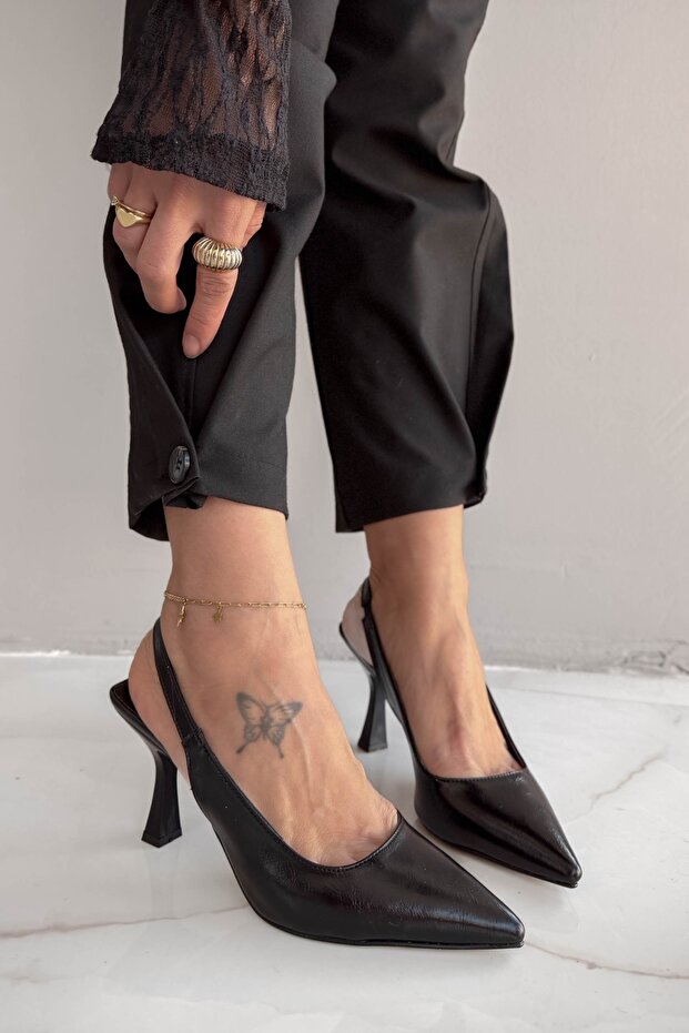 Luna Black Patent Leather Daily Heel Women's Open Stiletto