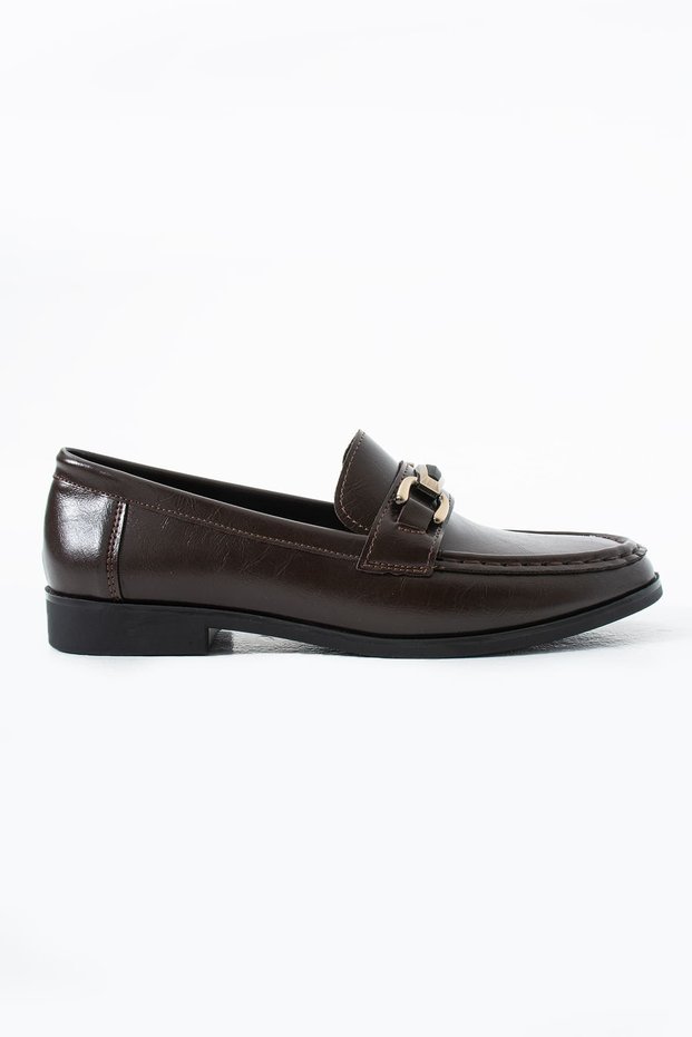 Solvian Women's Buckle Detailed Loafer Brown