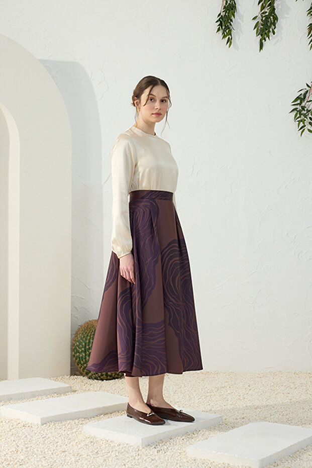 Brown Patterned Skirt - 4